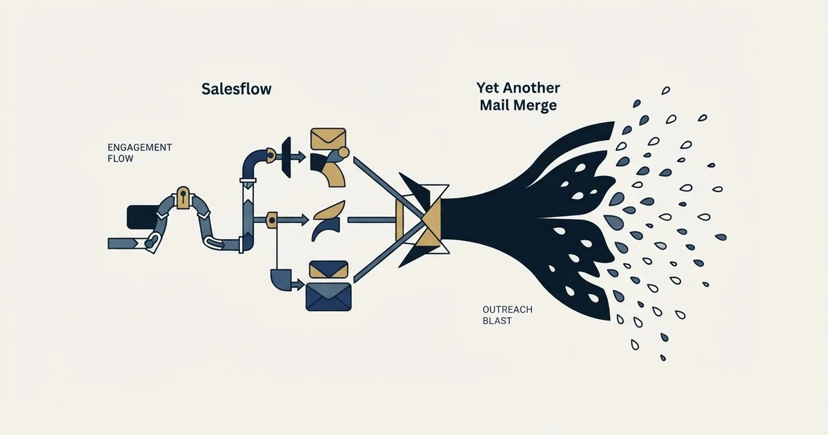 Editorial illustration for Salesflow vs Yet Another Mail Merge