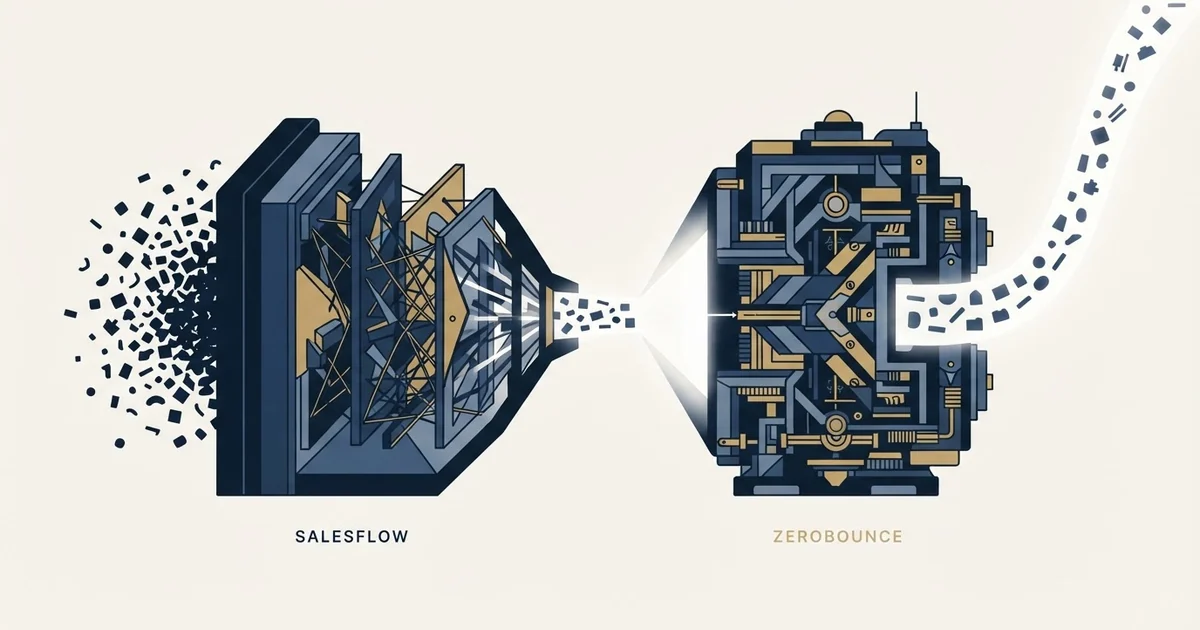 Editorial illustration for Salesflow vs ZeroBounce