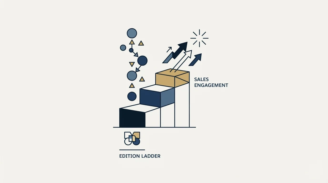 Section illustration: What the edition ladder costs, and where Sales Engagement sits