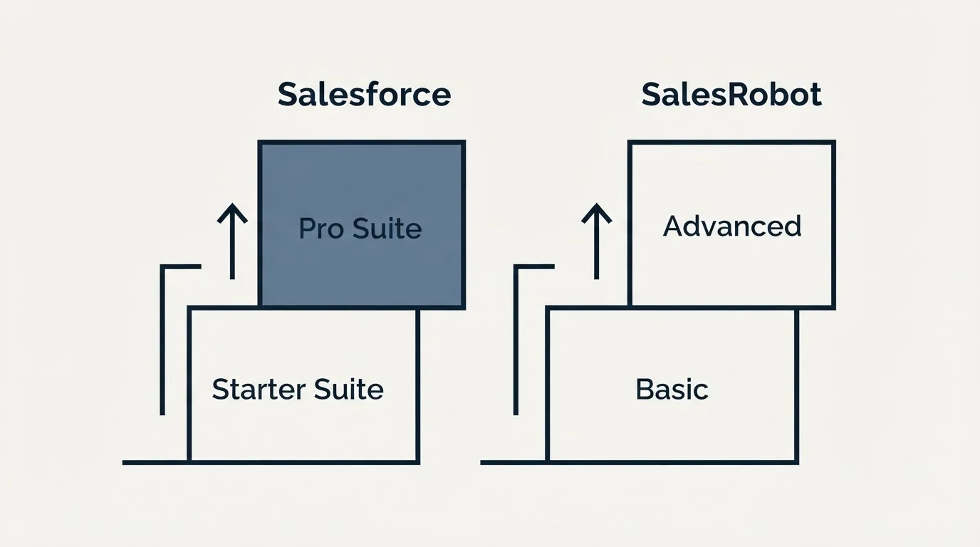 Pricing ladder: Pricing Comparison (Salesforce, SalesRobot, Starter Suite, Basic)