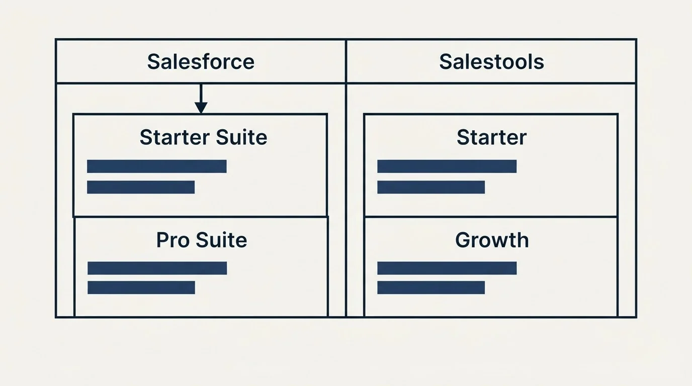 Pricing table: Pricing Comparison (Salesforce, Salestools, Starter Suite, Starter)