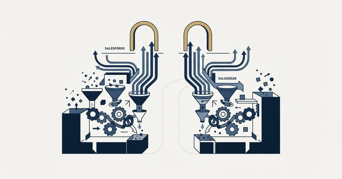 Editorial illustration for Salesforge vs Salesgear