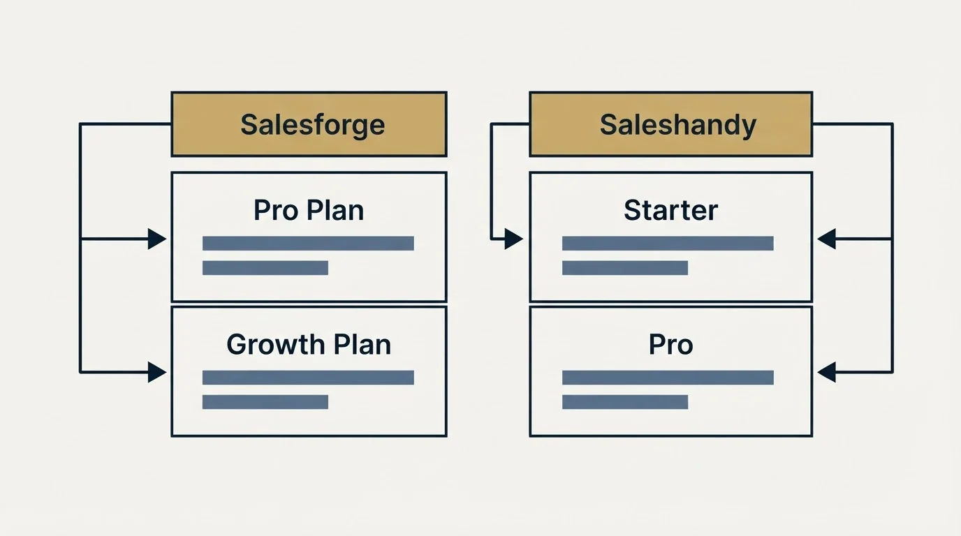 Pricing table: Pricing Comparison (Salesforge, Saleshandy, Pro Plan, Starter)