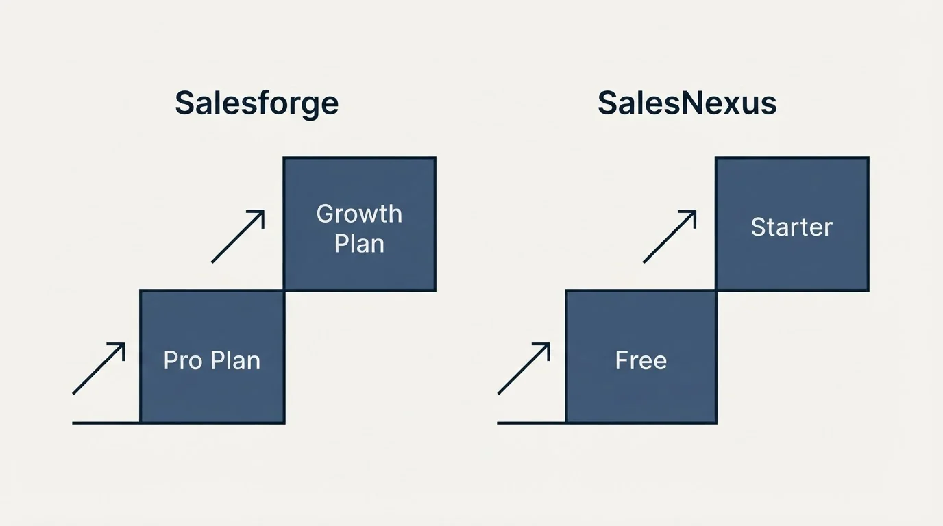 Pricing ladder: Pricing Comparison (Salesforge, SalesNexus, Pro Plan, Free)