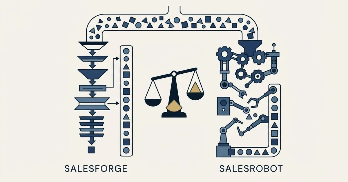 Editorial illustration for Salesforge vs SalesRobot