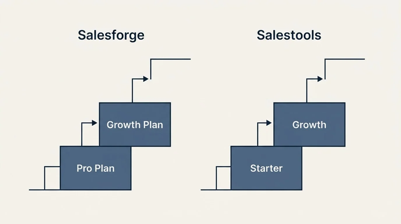 Pricing ladder: Pricing Comparison (Salesforge, Salestools, Pro Plan, Starter)