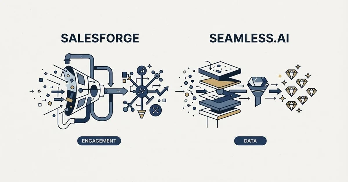 Editorial illustration for Salesforge vs Seamless.AI