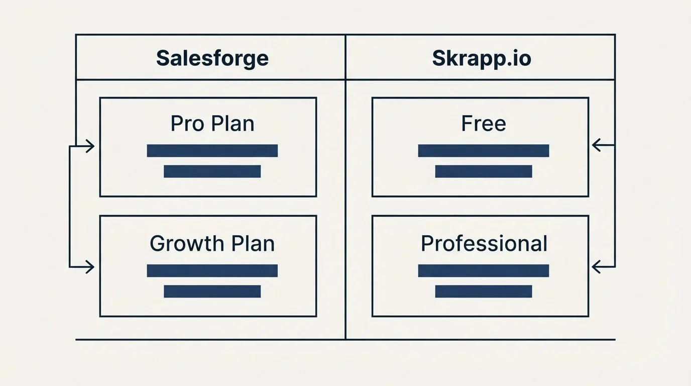Pricing table: Pricing Comparison (Salesforge, Skrapp.io, Pro Plan, Free)