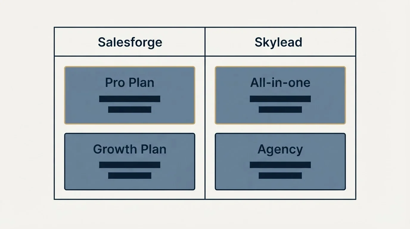 Pricing table: Pricing Comparison (Salesforge, Skylead, Pro Plan, All-in-one)