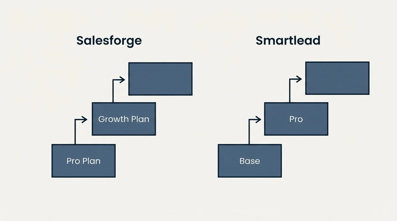 Pricing ladder: Pricing Comparison (Salesforge, Smartlead, Pro Plan, Base)
