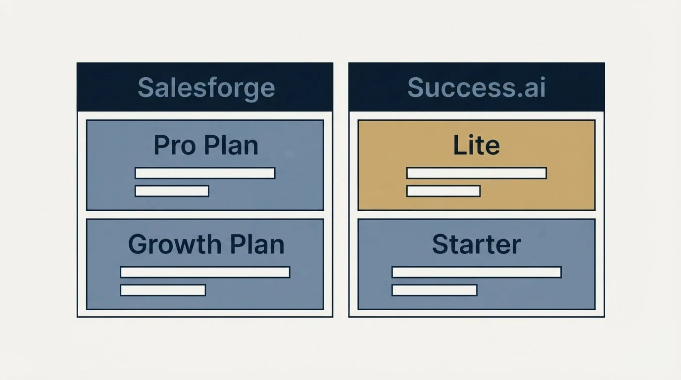 Pricing table: Pricing Comparison (Salesforge, Success.ai, Pro Plan, Lite)