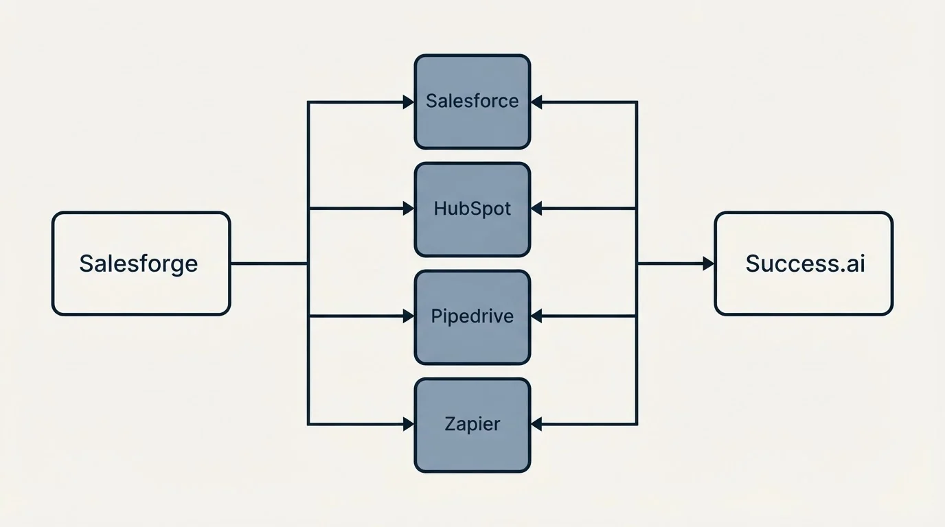 Integration flow: Integration Ecosystem (Salesforge, Success.ai, Salesforce, HubSpot)