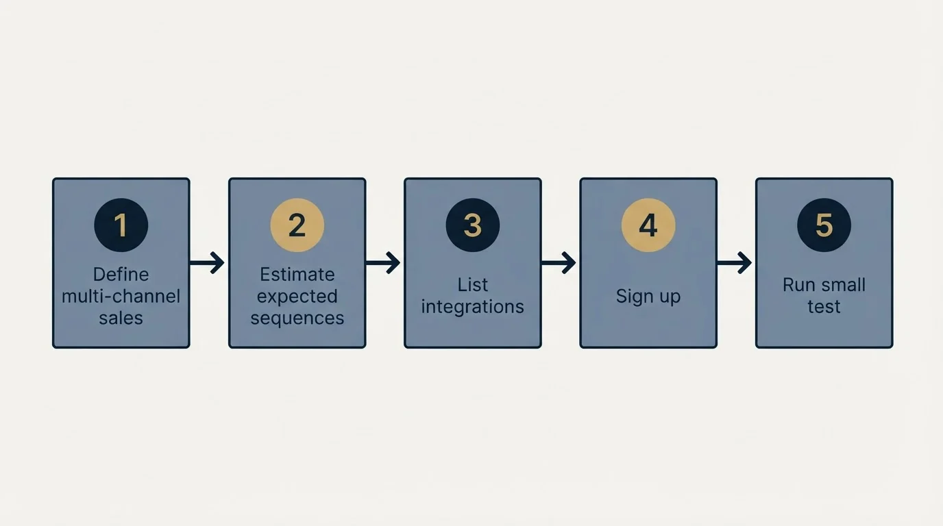 Step sequence: Getting Started Checklist (Define multi-channel sales, Estimate expected sequences, List integrations, Sign up)