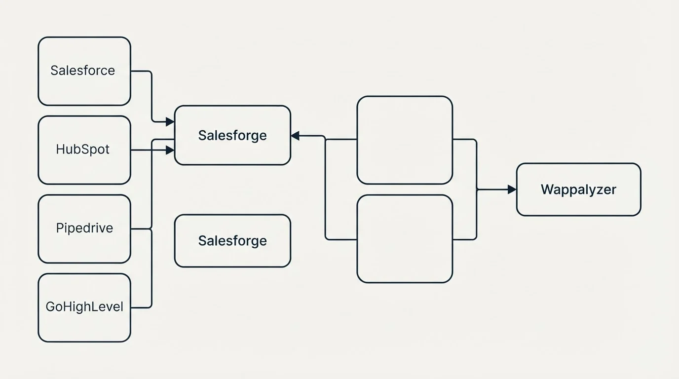 Integration flow: Integration Ecosystem (Salesforge, Wappalyzer, Salesforce, HubSpot)