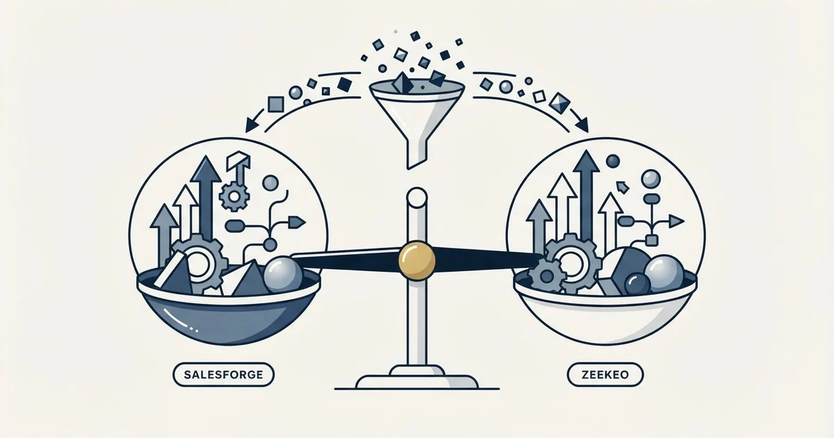 Editorial illustration for Salesforge vs Zeekeo