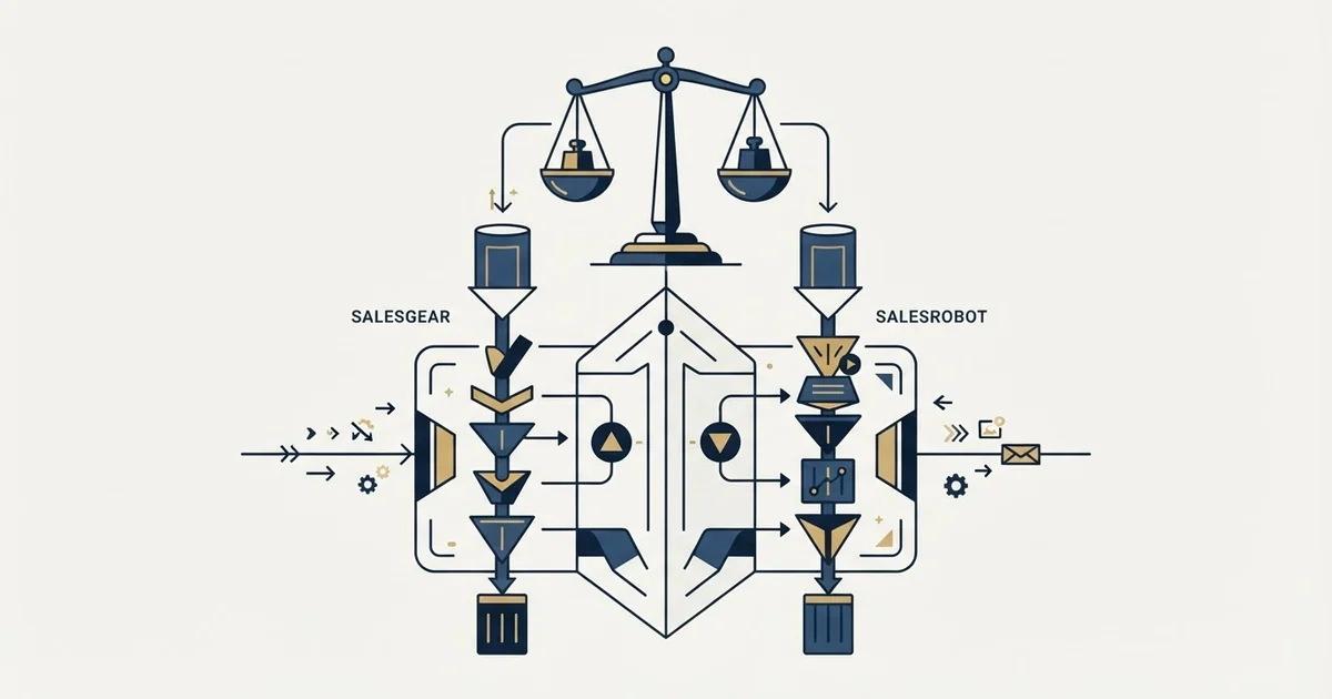 Editorial illustration for Salesgear vs SalesRobot