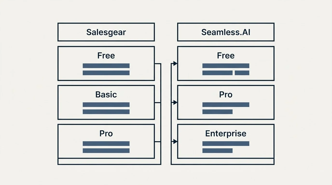 Pricing table: Pricing Comparison (Salesgear, Seamless.AI, Free, Basic)