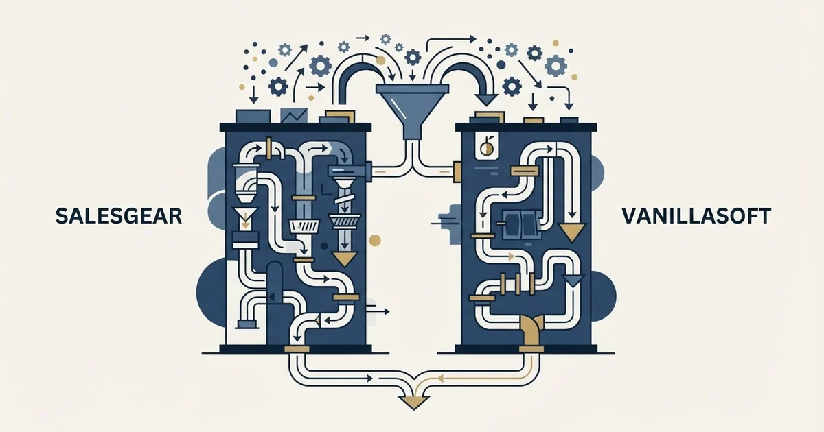 Editorial illustration for Salesgear vs Vanillasoft