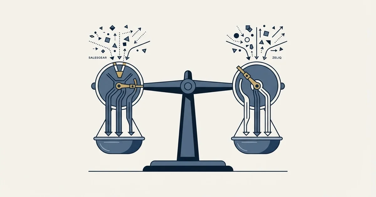 Editorial illustration for Salesgear vs Zeliq