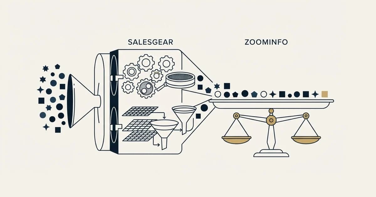 Editorial illustration for Salesgear vs ZoomInfo