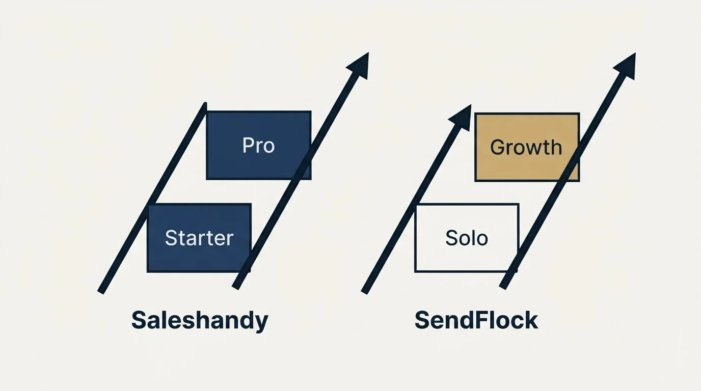 Pricing ladder: Pricing Comparison (Saleshandy, SendFlock, Starter, Solo)