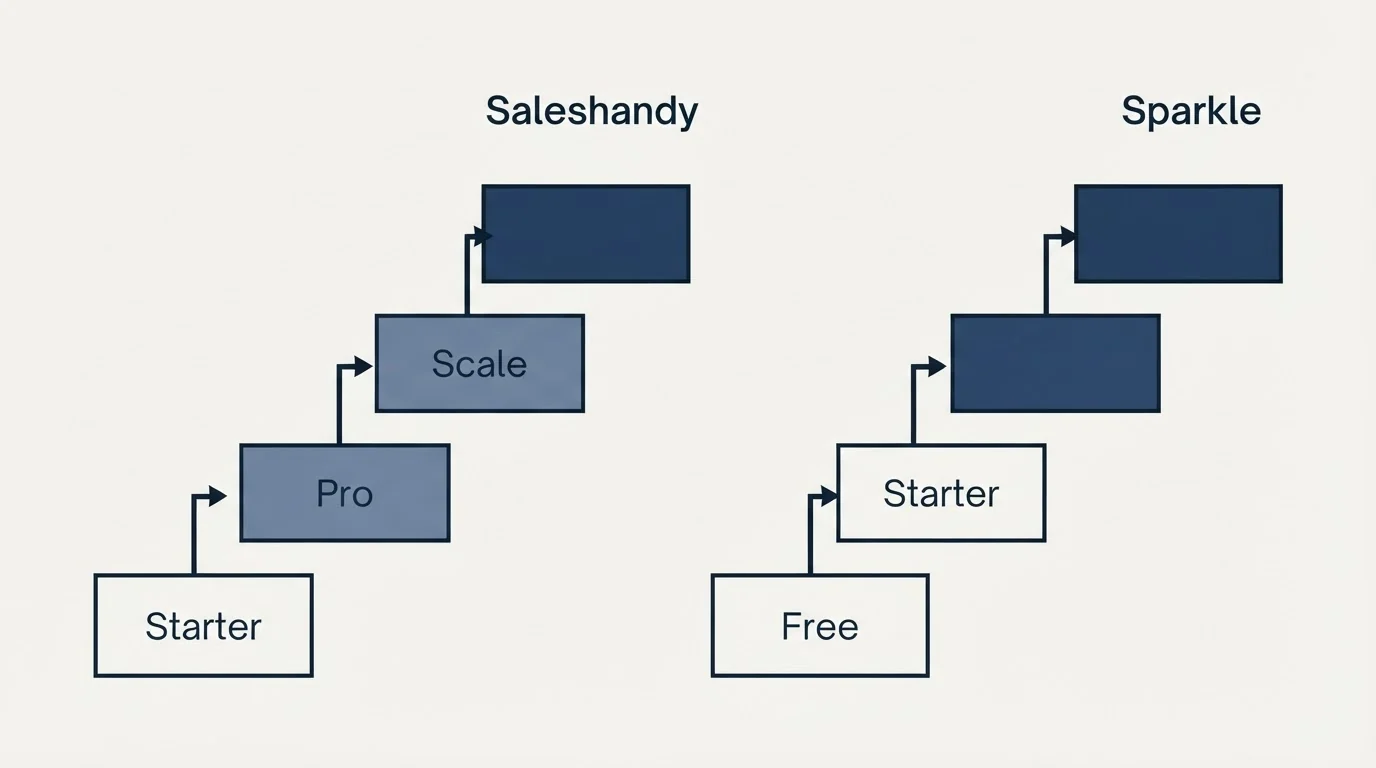 Pricing ladder: Pricing Comparison (Saleshandy, Sparkle, Starter, Free)