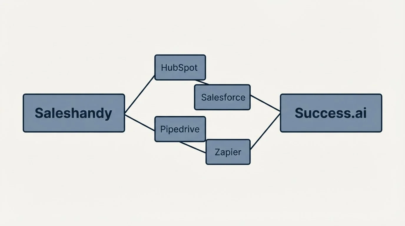 Integration schematic: Integration Ecosystem (Saleshandy, Success.ai, HubSpot, Salesforce)