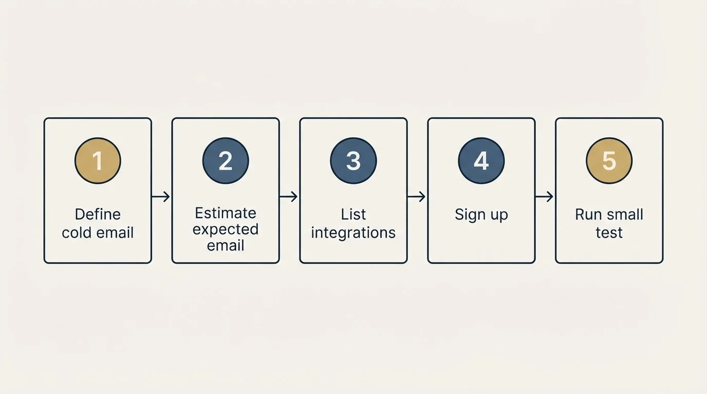 Step sequence: Getting Started Checklist (Define cold email, Estimate expected email, List integrations, Sign up)