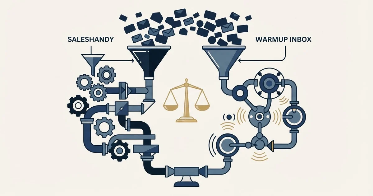 Editorial illustration for Saleshandy vs Warmup Inbox