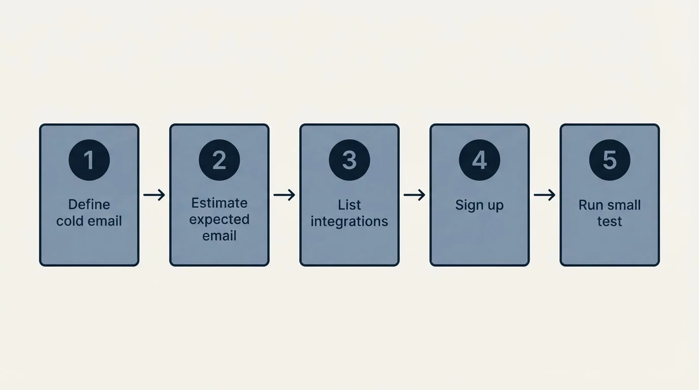 Step sequence: Getting Started Checklist (Define cold email, Estimate expected email, List integrations, Sign up)