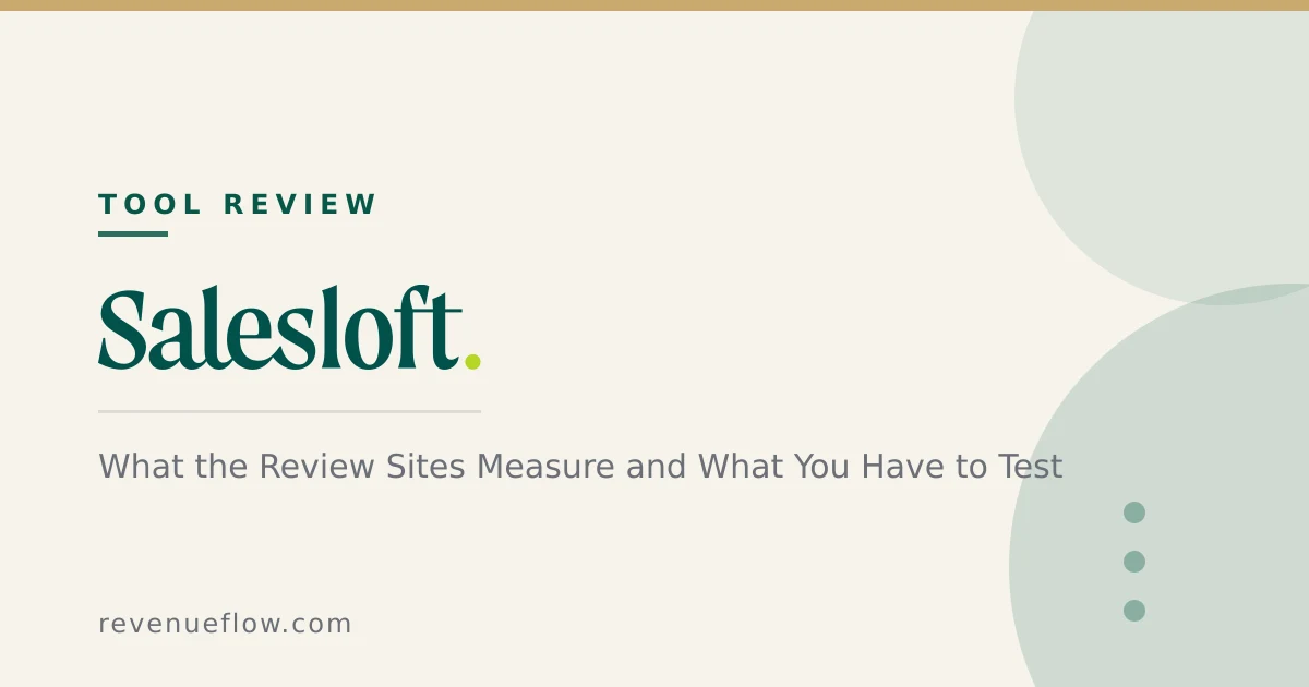 Branded cover: Salesloft Review: What the Review Sites Measure and What You Have to Test