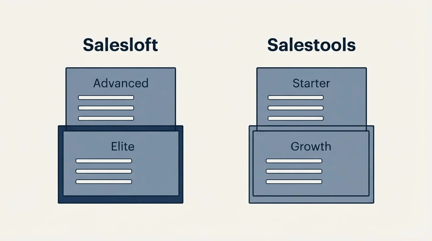 Pricing panels: Pricing Comparison (Salesloft, Salestools, Advanced, Starter)