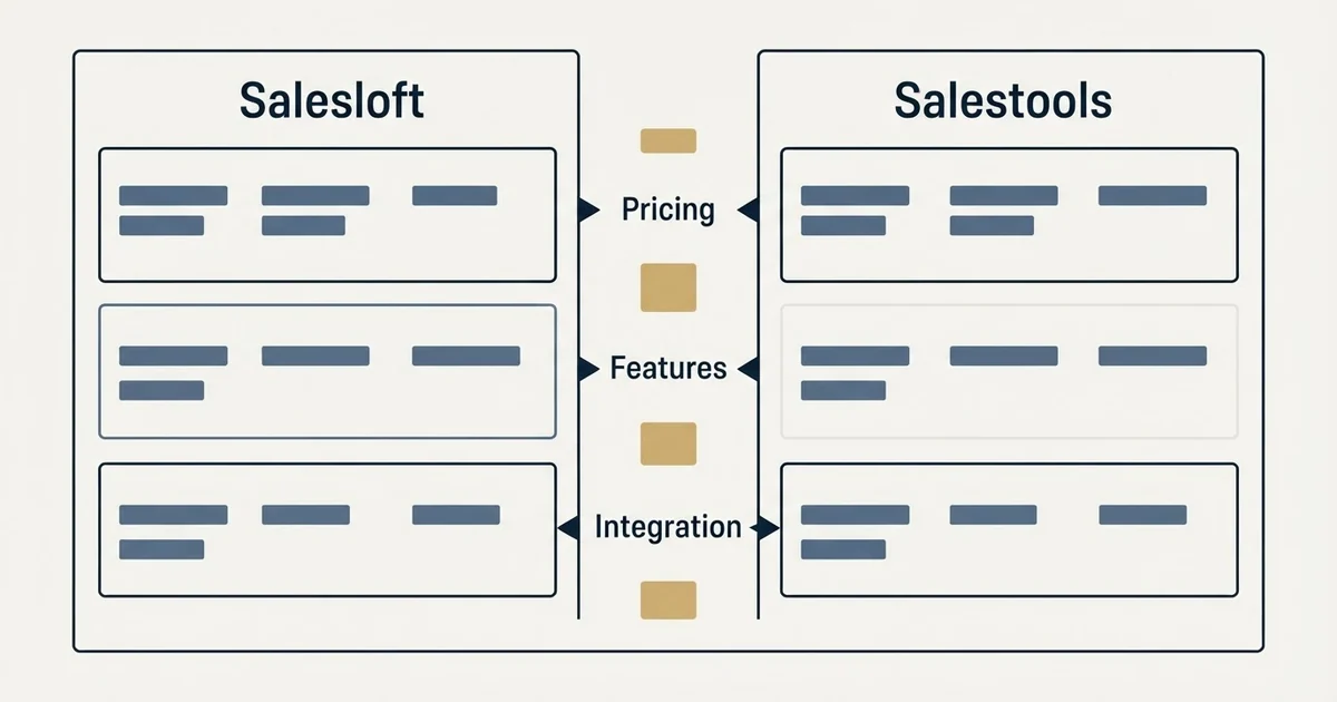 Comparison panel: Salesloft vs Salestools (Pricing, Features, Integration)
