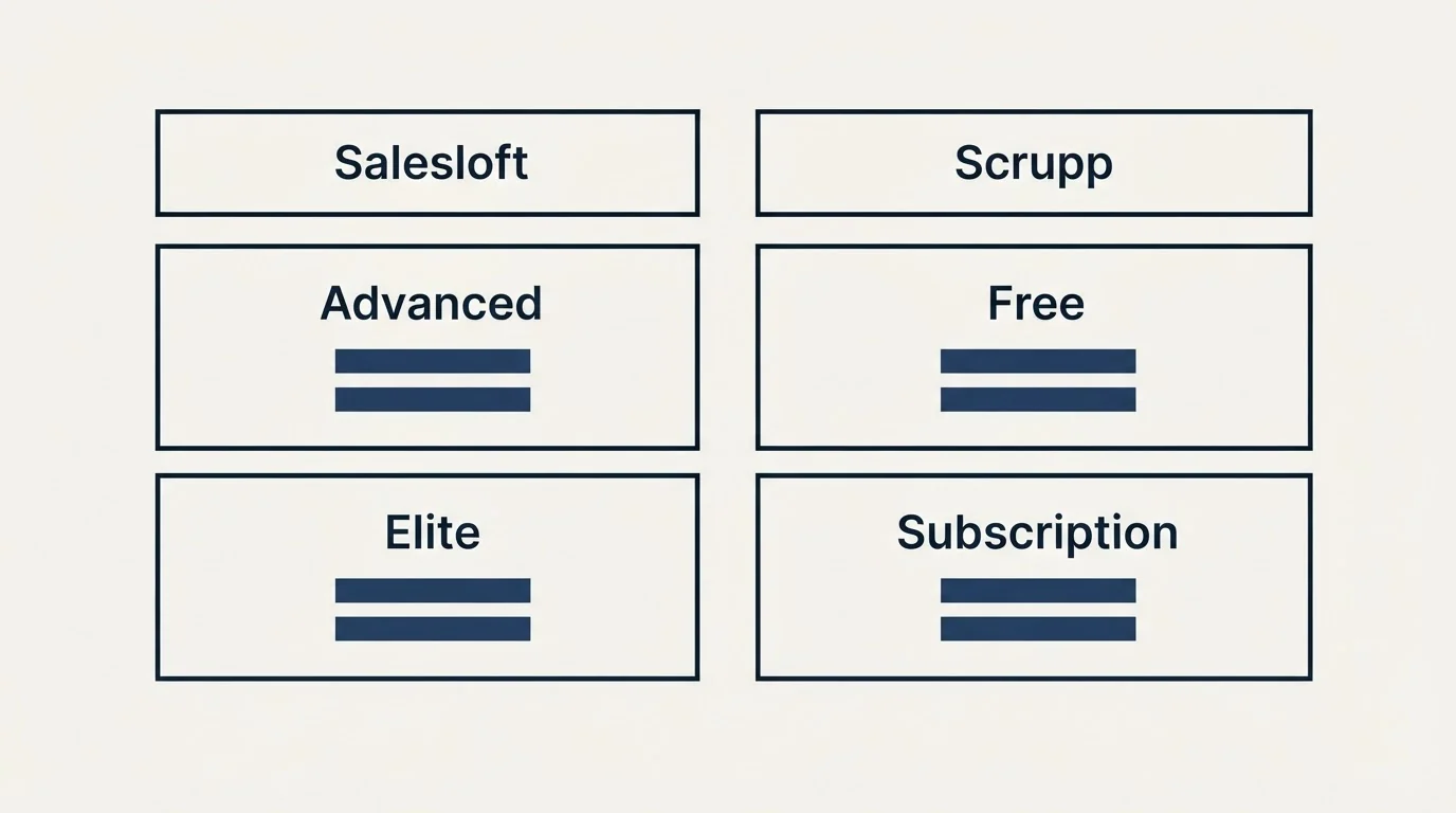 Pricing table: Pricing Comparison (Salesloft, Scrupp, Advanced, Free)