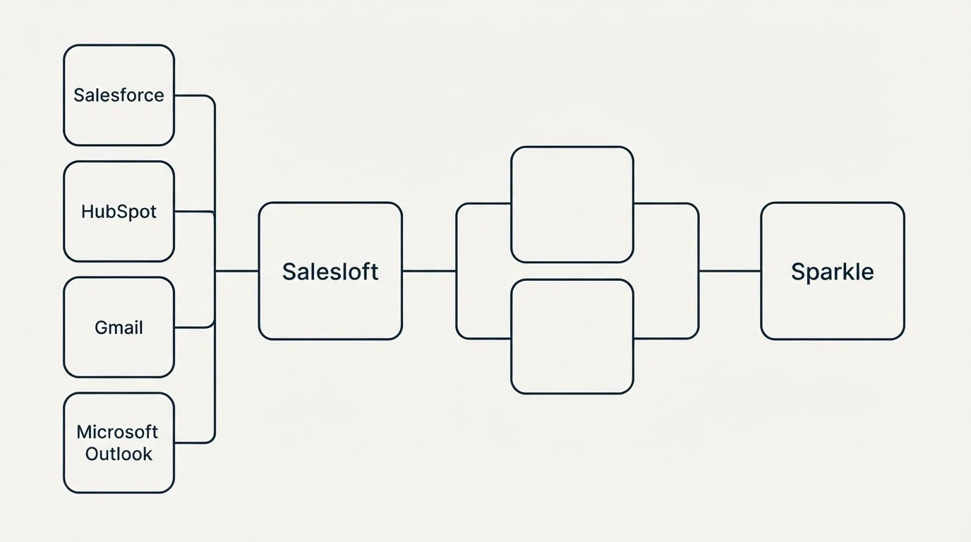 Integration schematic: Integration Ecosystem (Salesloft, Sparkle, Salesforce, HubSpot)