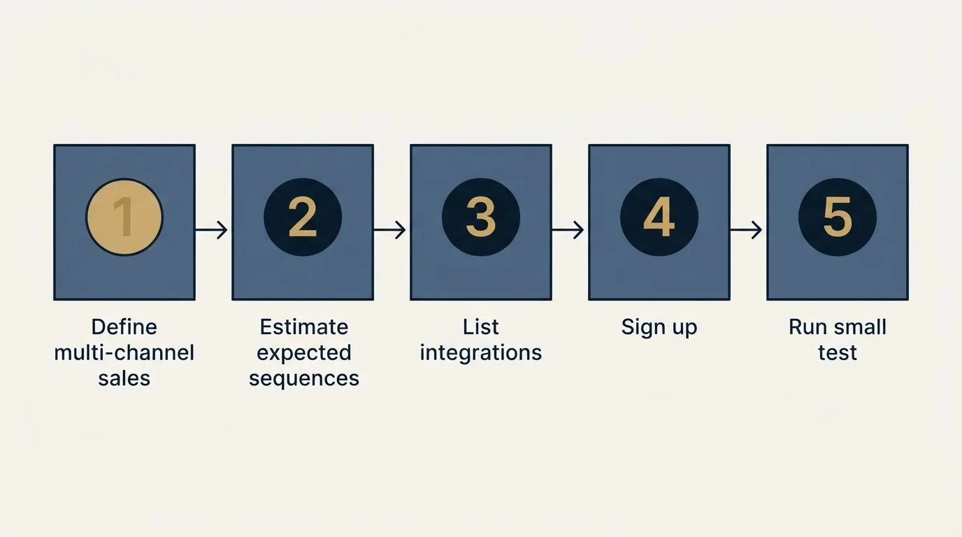 Step sequence: Getting Started Checklist (Define multi-channel sales, Estimate expected sequences, List integrations, Sign up)