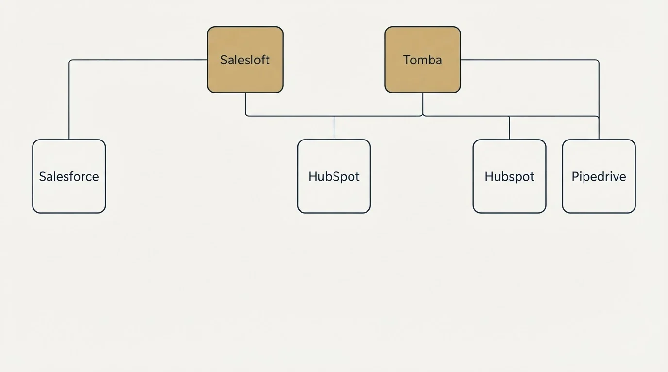 Integration grid: Integration Ecosystem (Salesloft, Tomba, HubSpot, Salesforce)
