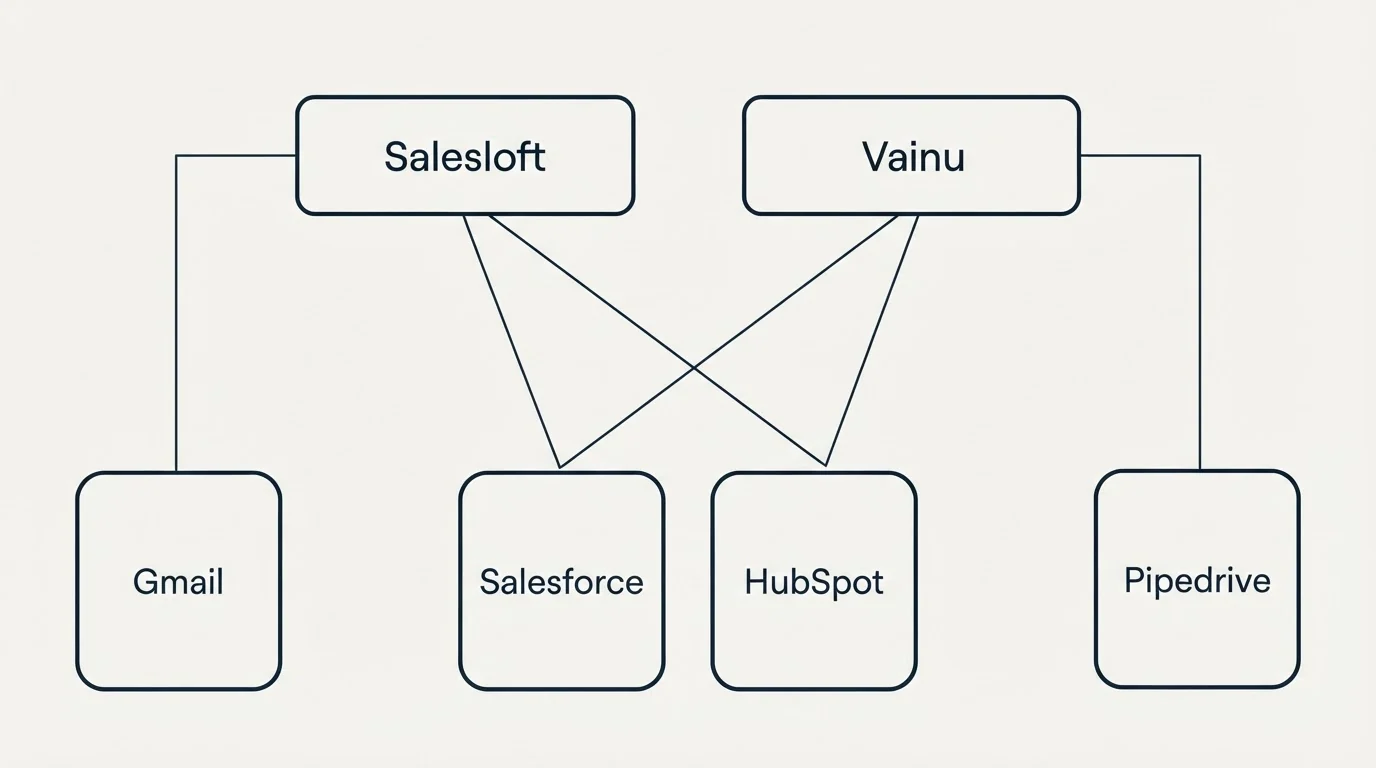 Integration grid: Integration Ecosystem (Salesloft, Vainu, Salesforce, HubSpot)