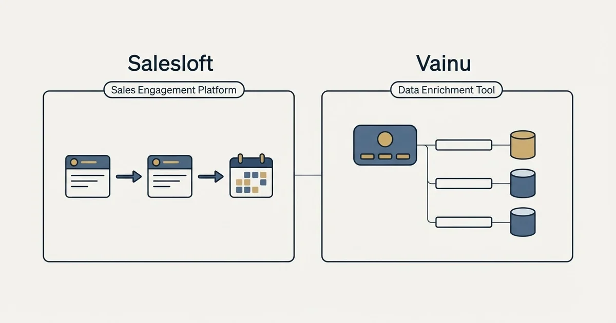 Side-by-side panels: Salesloft vs Vainu (Sales Engagement Platform, Data Enrichment Tool)