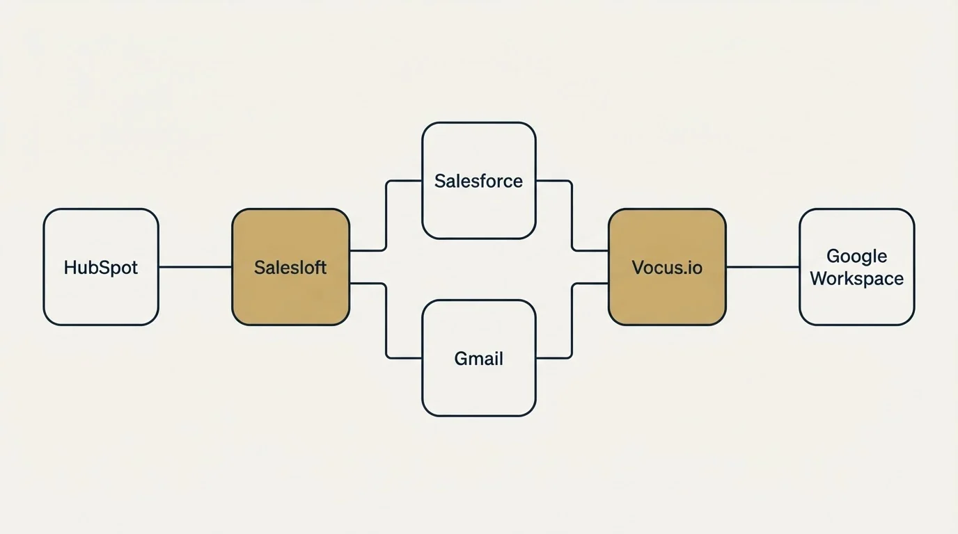 Integration flow: Integration Ecosystem (Salesloft, Vocus.io, Salesforce, Gmail)