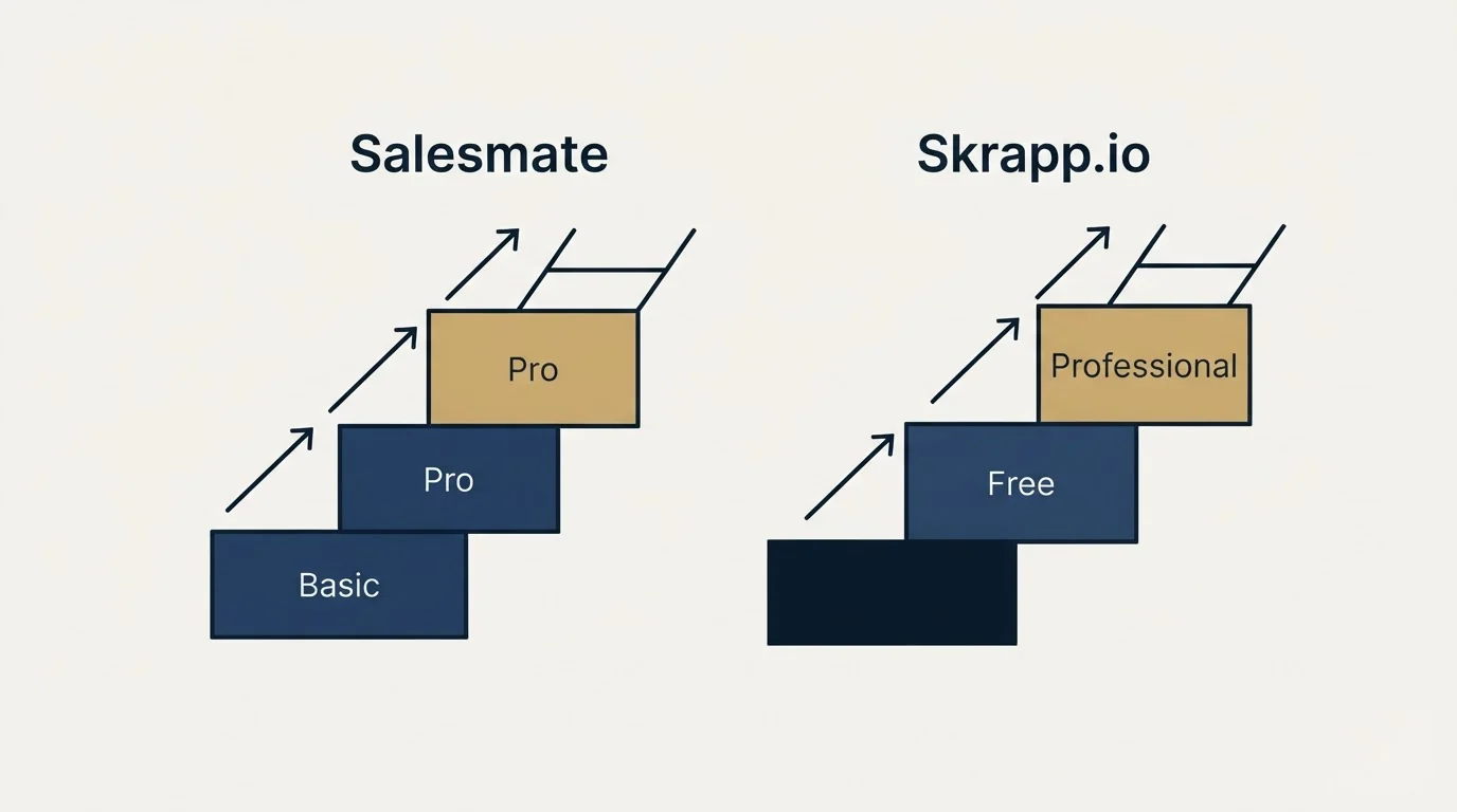 Pricing ladder: Pricing Comparison (Salesmate, Skrapp.io, Basic, Free)