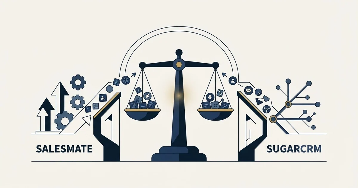 Editorial illustration for Salesmate vs SugarCRM