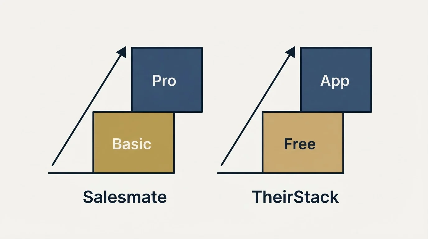 Pricing ladder: Pricing Comparison (Salesmate, TheirStack, Basic, Free)