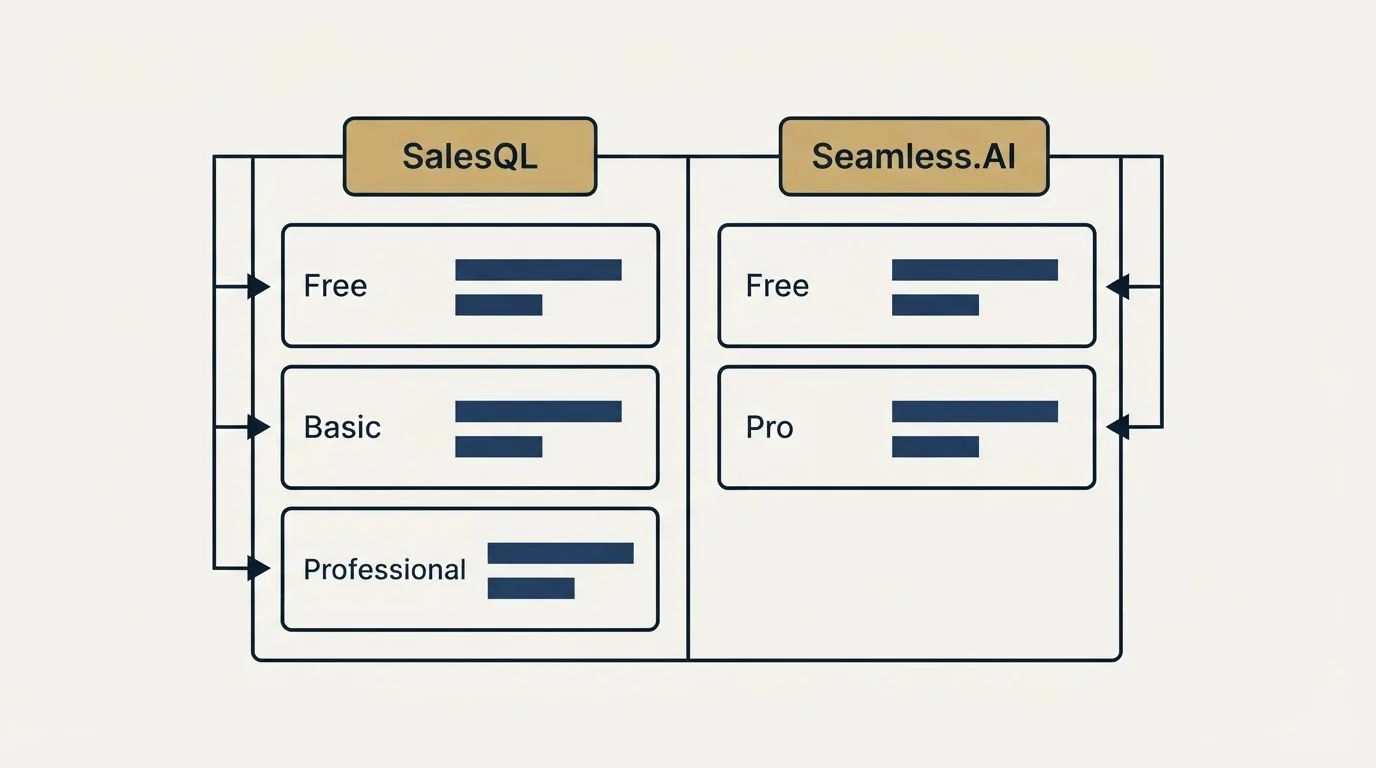 Pricing table: Pricing Comparison (SalesQL, Seamless.AI, Free, Basic)