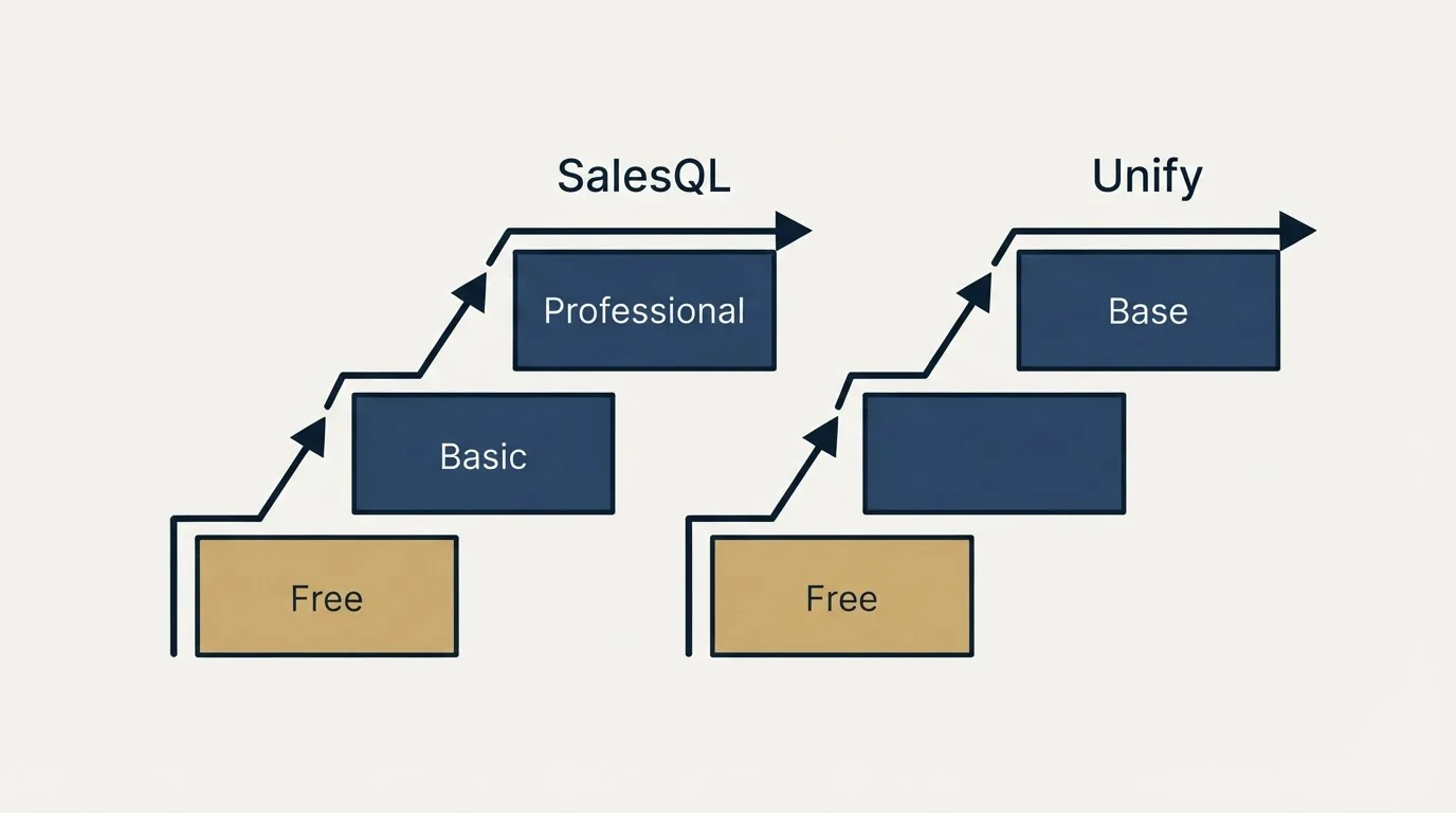 Pricing ladder: Pricing Comparison (SalesQL, Unify, Free, Basic)
