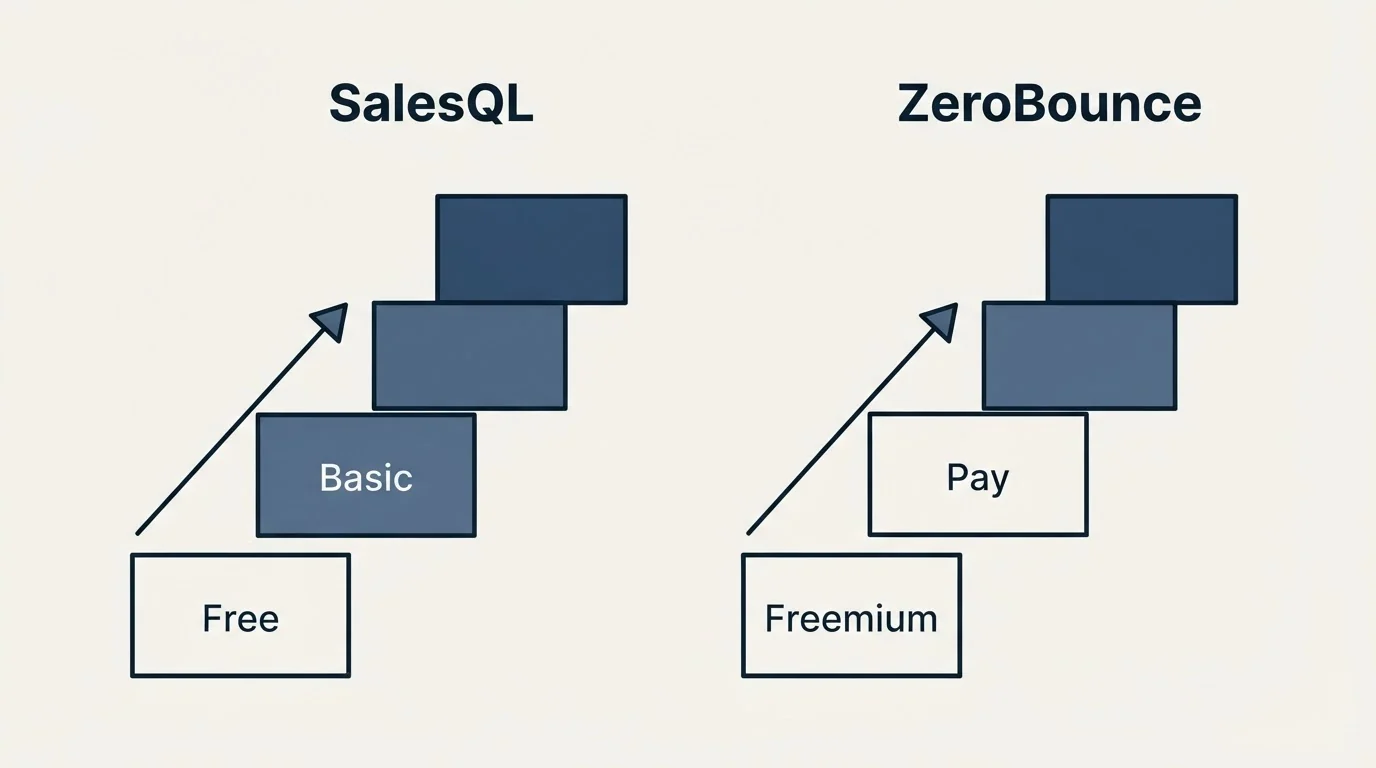 Pricing ladder: Pricing Comparison (SalesQL, ZeroBounce, Free, Freemium)