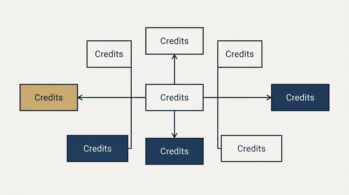 Schematic: Credits on the email side (Credits)
