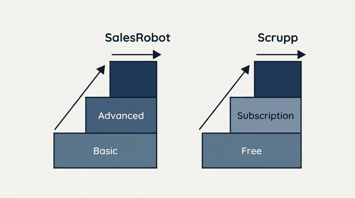 Pricing ladder: Pricing Comparison (SalesRobot, Scrupp, Basic, Free)