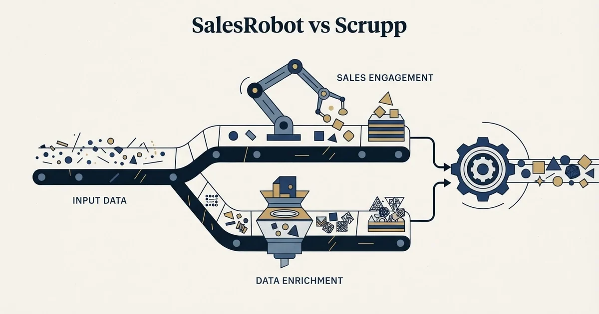 Editorial illustration for SalesRobot vs Scrupp