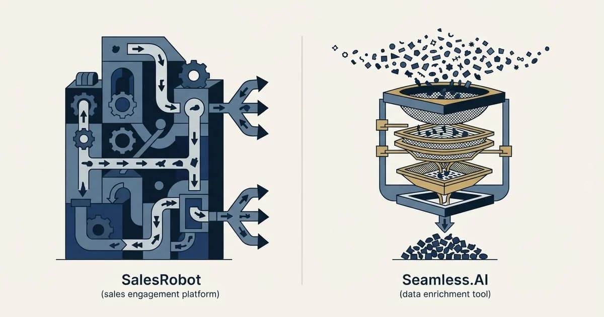 Editorial illustration for SalesRobot vs Seamless.AI